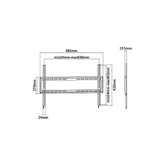 HF 3-3   TV Wandhalterung gerade 37" - 70" (94 - 178 cm) flach starr fix