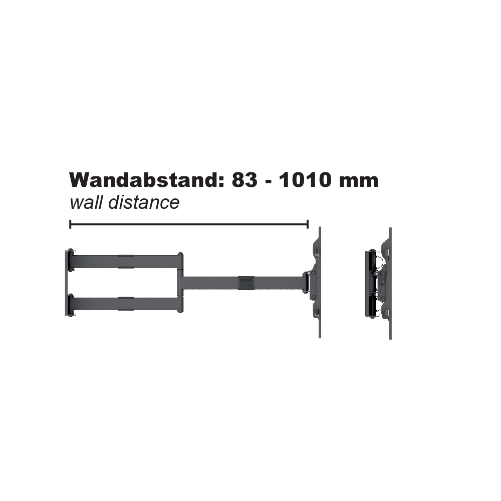 H 27-1 X sw   TV Wandhalterung schwenkbar neigbar 42“ - 90“ (107 - 229 cm)